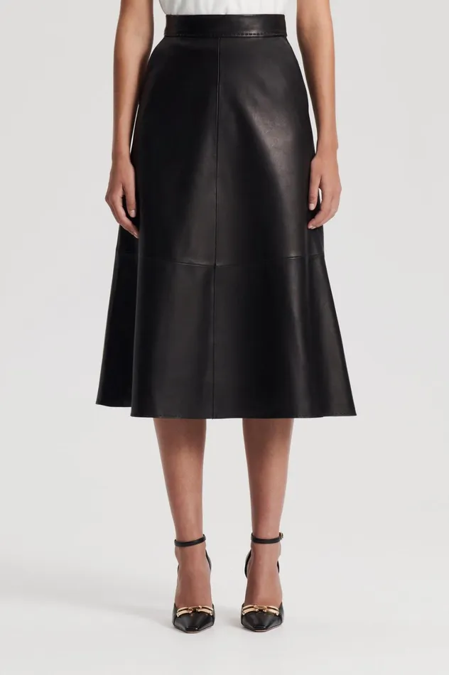 Skirts Women Scanlan Theodore LEATHER SOFT SKIRT Black Skirts Women Scanlan Theodore LEATHER SOFT SKIRT Black