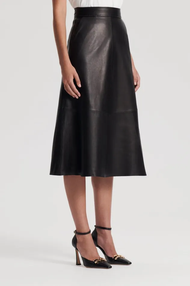 Skirts Women Scanlan Theodore LEATHER SOFT SKIRT Black Skirts Women Scanlan Theodore LEATHER SOFT SKIRT Black