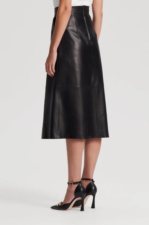 Skirts Women Scanlan Theodore LEATHER SOFT SKIRT Black Skirts Women Scanlan Theodore LEATHER SOFT SKIRT Black