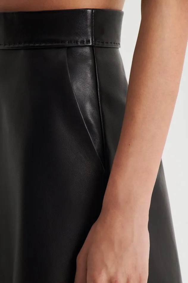 Skirts Women Scanlan Theodore LEATHER SOFT SKIRT Black Skirts Women Scanlan Theodore LEATHER SOFT SKIRT Black