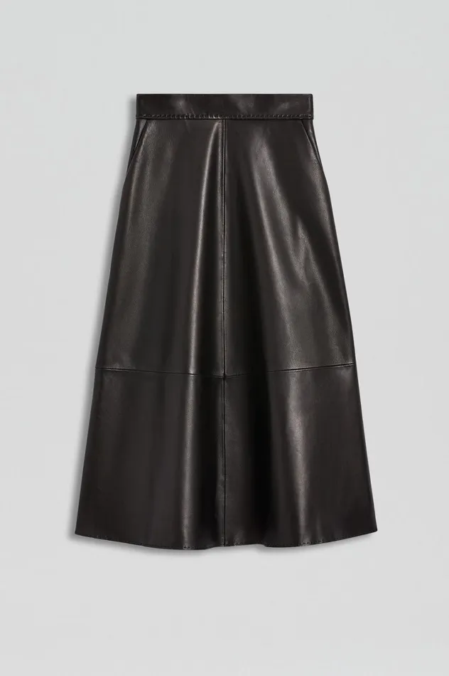 Skirts Women Scanlan Theodore LEATHER SOFT SKIRT Black Skirts Women Scanlan Theodore LEATHER SOFT SKIRT Black