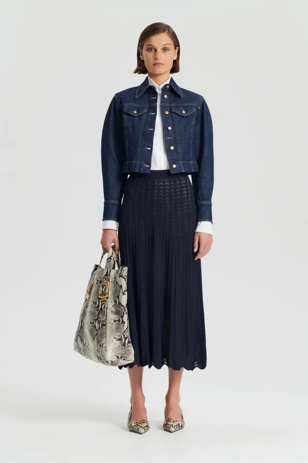 Skirts Women Scanlan Theodore PLEAT LACE SKIRT Navy