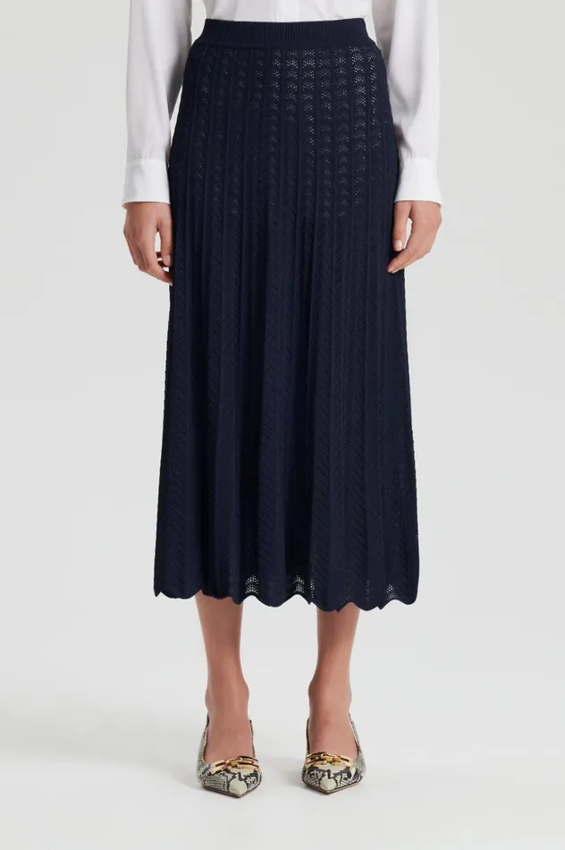 Skirts Women Scanlan Theodore PLEAT LACE SKIRT Navy Skirts Women Scanlan Theodore PLEAT LACE SKIRT Navy