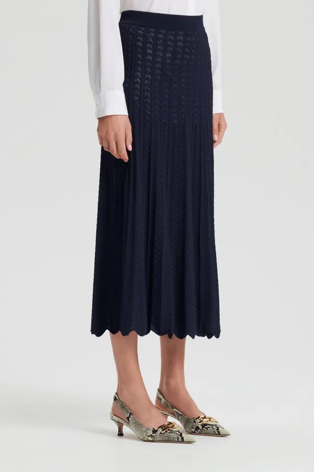 Skirts Women Scanlan Theodore PLEAT LACE SKIRT Navy Skirts Women Scanlan Theodore PLEAT LACE SKIRT Navy
