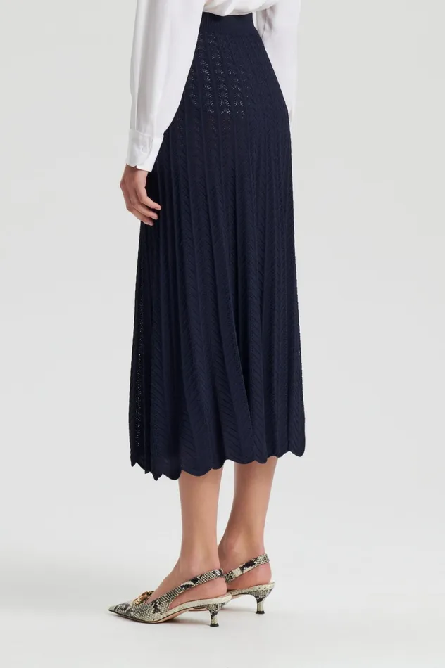 Skirts Women Scanlan Theodore PLEAT LACE SKIRT Navy Skirts Women Scanlan Theodore PLEAT LACE SKIRT Navy