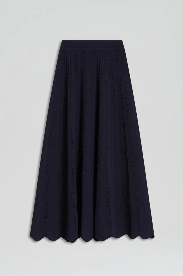 Skirts Women Scanlan Theodore PLEAT LACE SKIRT Navy Skirts Women Scanlan Theodore PLEAT LACE SKIRT Navy