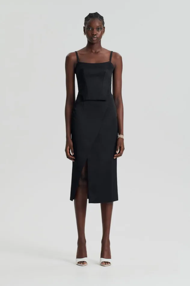 Skirts Women Scanlan Theodore SATIN WRAP SKIRT Black