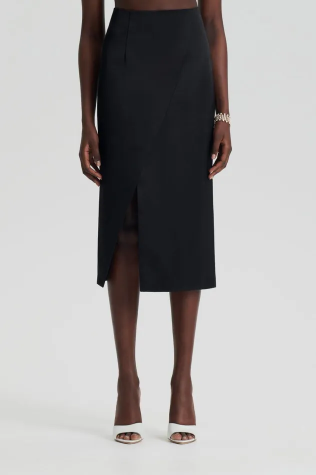 Skirts Women Scanlan Theodore SATIN WRAP SKIRT Black Skirts Women Scanlan Theodore SATIN WRAP SKIRT Black