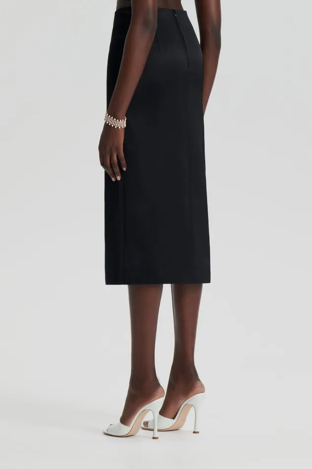 Skirts Women Scanlan Theodore SATIN WRAP SKIRT Black Skirts Women Scanlan Theodore SATIN WRAP SKIRT Black