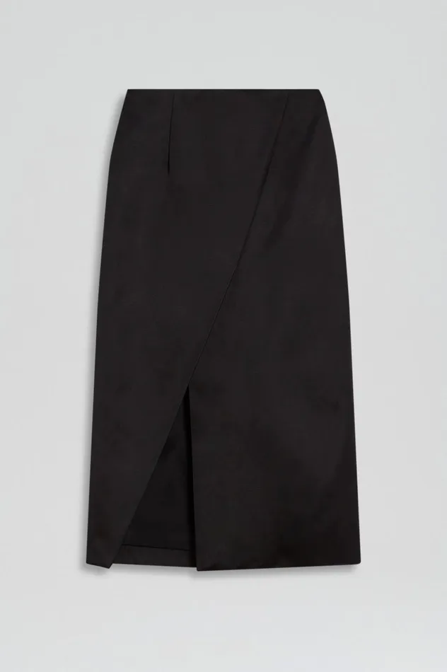 Skirts Women Scanlan Theodore SATIN WRAP SKIRT Black Skirts Women Scanlan Theodore SATIN WRAP SKIRT Black