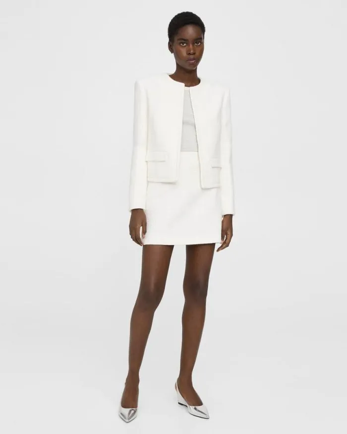 Skirts Women Theory HighWaisted Mini Skirt In Cotton Tweed White