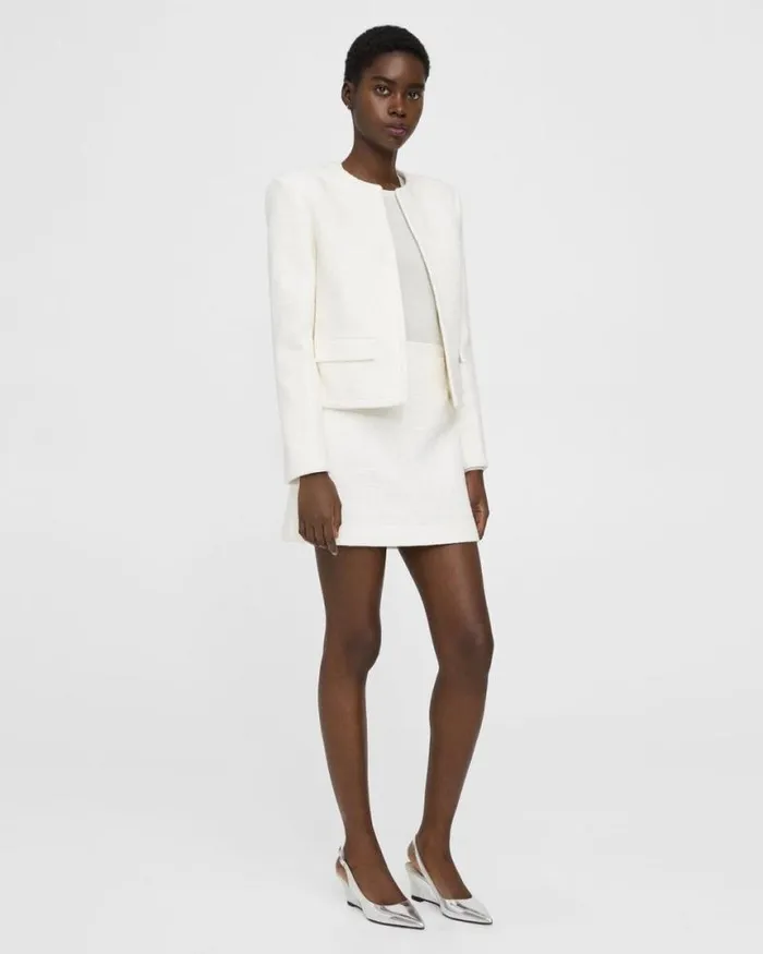 Skirts Women Theory HighWaisted Mini Skirt In Cotton Tweed White Skirts Women Theory HighWaisted Mini Skirt In Cotton Tweed White