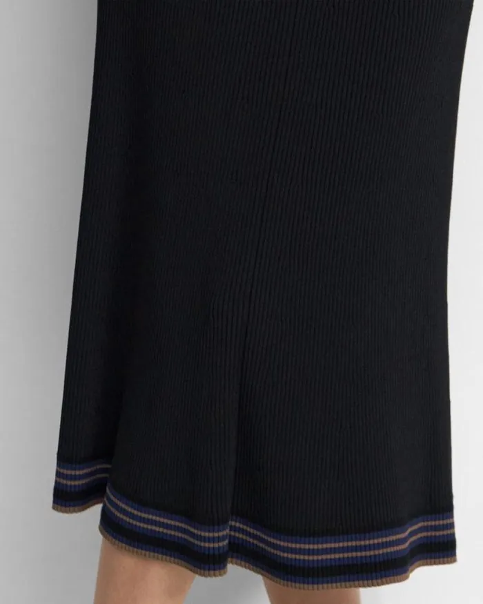 Skirts Women Theory PullOn Midi Skirt In Rib Knit Black Multi Skirts Women Theory PullOn Midi Skirt In Rib Knit Black Multi