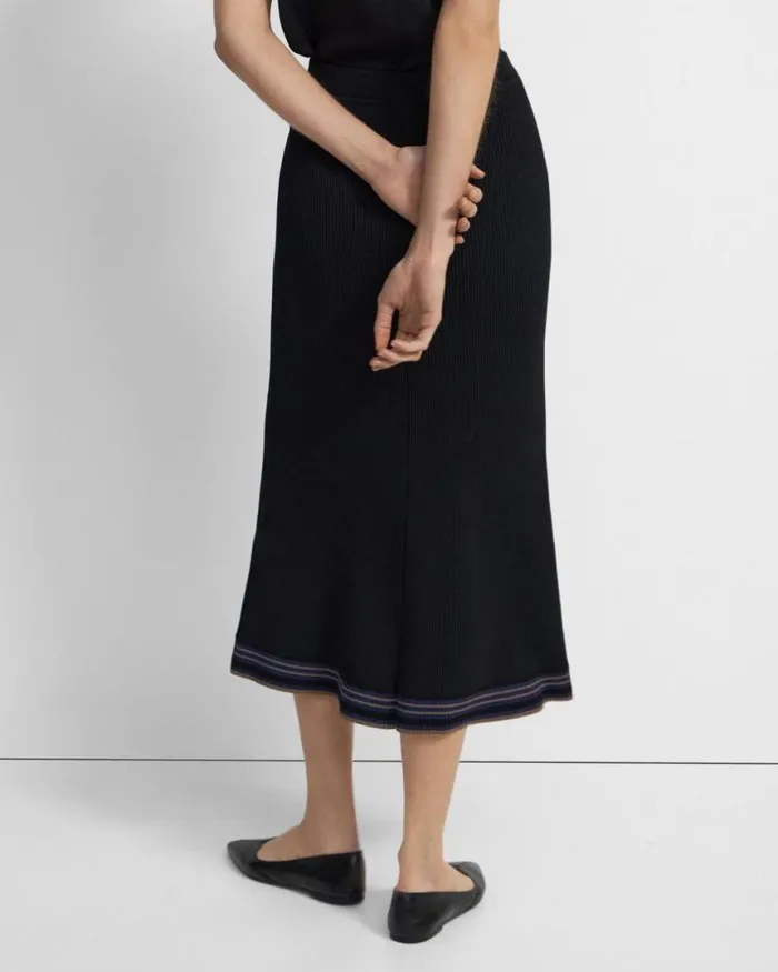 Skirts Women Theory PullOn Midi Skirt In Rib Knit Black Multi Skirts Women Theory PullOn Midi Skirt In Rib Knit Black Multi