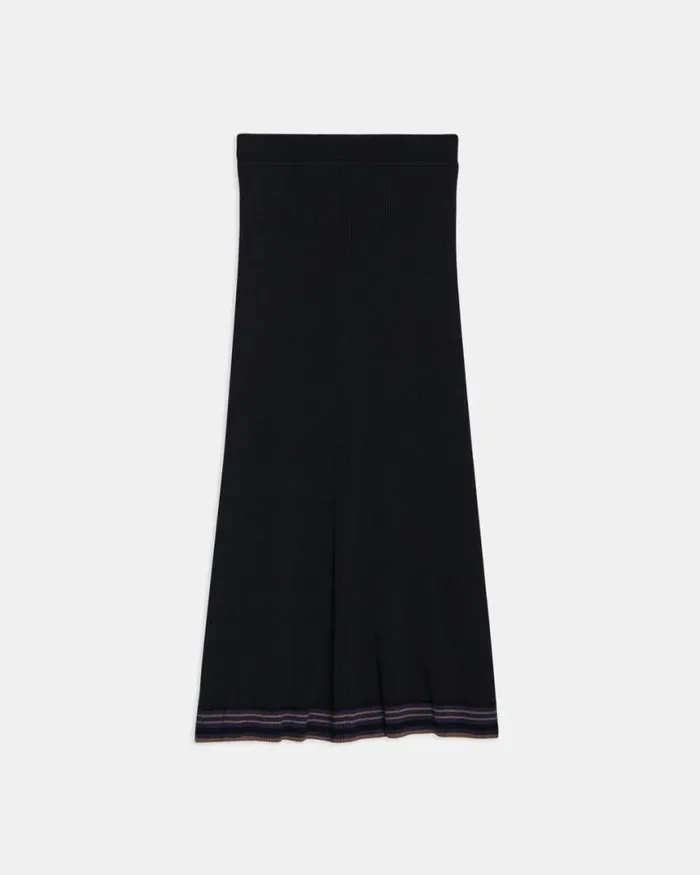 Skirts Women Theory PullOn Midi Skirt In Rib Knit Black Multi Skirts Women Theory PullOn Midi Skirt In Rib Knit Black Multi