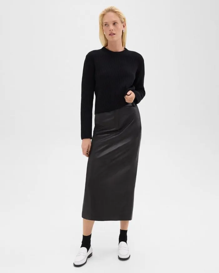 Skirts Women Theory Trouser Skirt In Leather Black