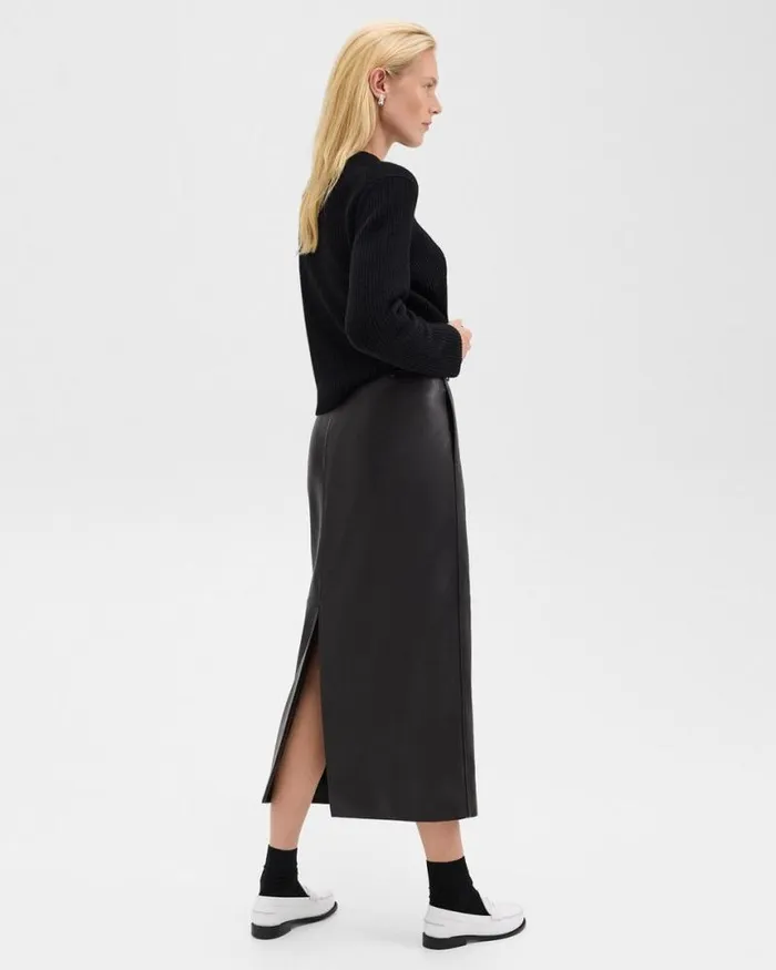 Skirts Women Theory Trouser Skirt In Leather Black Skirts Women Theory Trouser Skirt In Leather Black