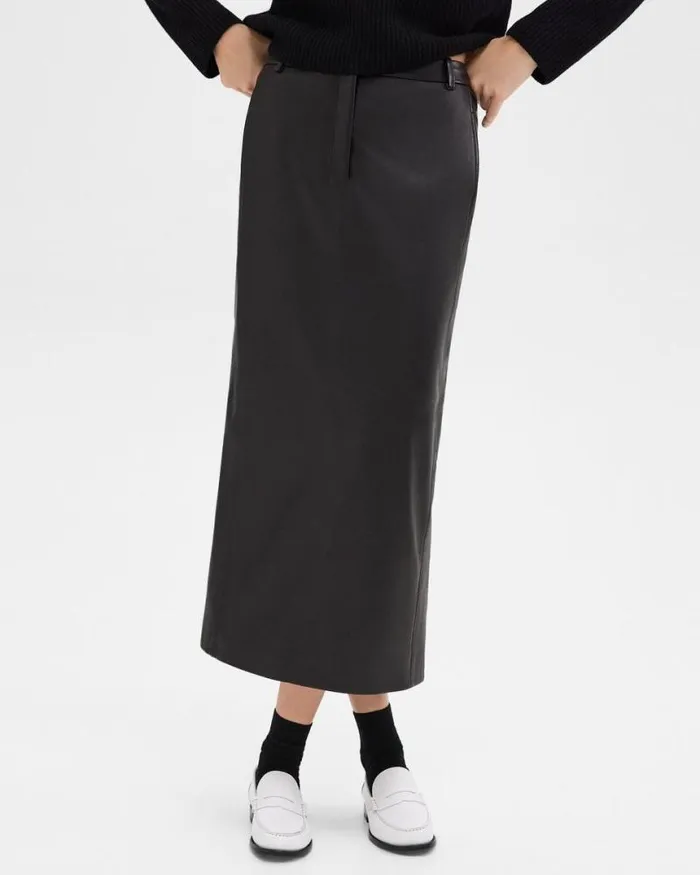 Skirts Women Theory Trouser Skirt In Leather Black Skirts Women Theory Trouser Skirt In Leather Black