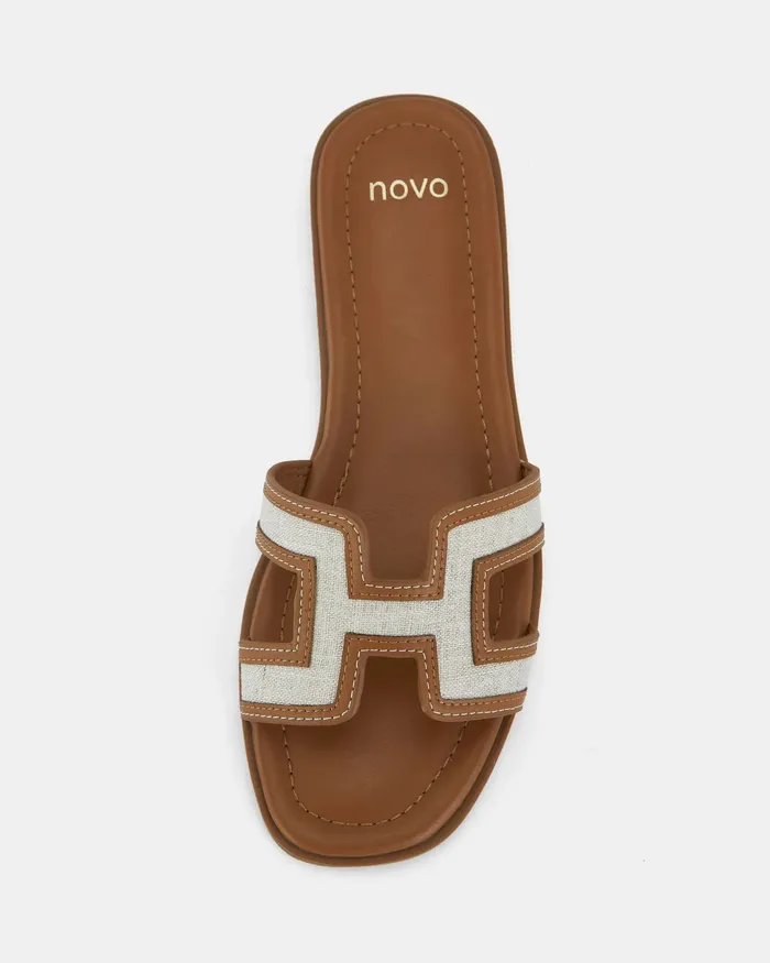 Slides Women NOVO Shoes SACHIE LINEN Flatform