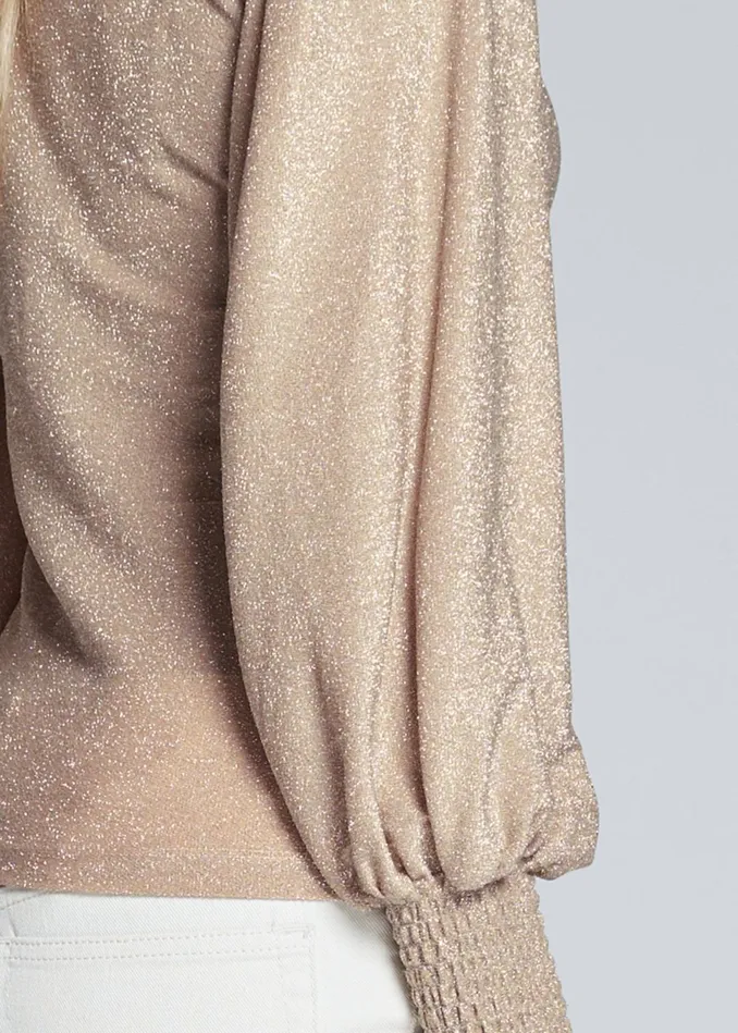 SMOCKED METALLIC TOP Champagne Women VENUS Long Sleeve Tops
