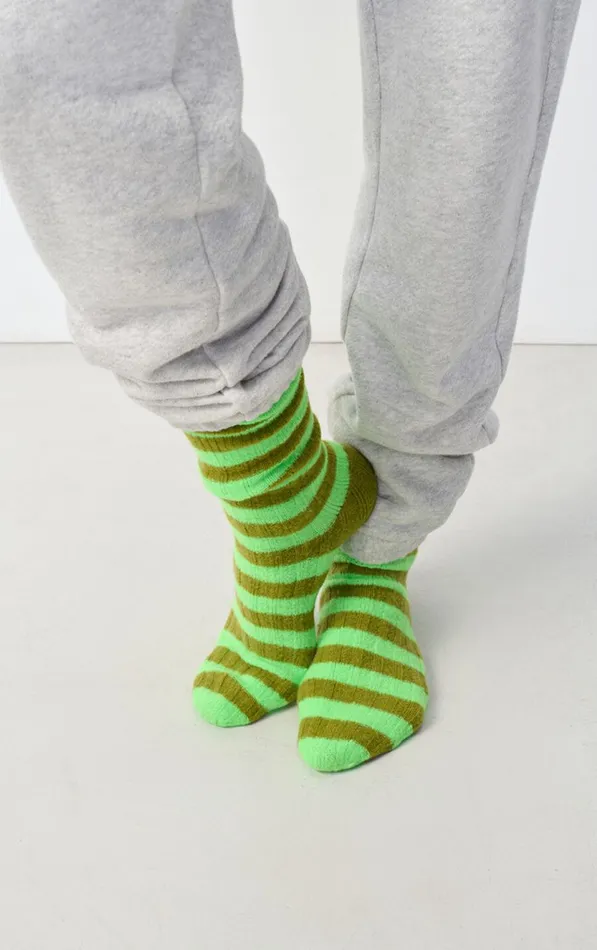 Socks Raxow Fluo Green Striped Chameleon Melange Women American Vintage Socks Socks Raxow Fluo Green Striped Chameleon Melange Women American Vintage Socks