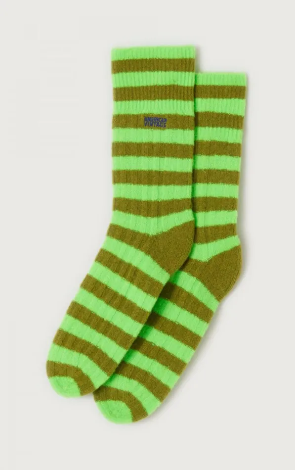 Socks Raxow Fluo Green Striped Chameleon Melange Women American Vintage Socks Socks Raxow Fluo Green Striped Chameleon Melange Women American Vintage Socks