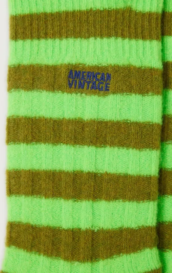 Socks Raxow Fluo Green Striped Chameleon Melange Women American Vintage Socks Socks Raxow Fluo Green Striped Chameleon Melange Women American Vintage Socks
