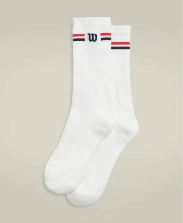 Socks Women Wilson Crew Stripe Logo Sock Bright White Infrared
