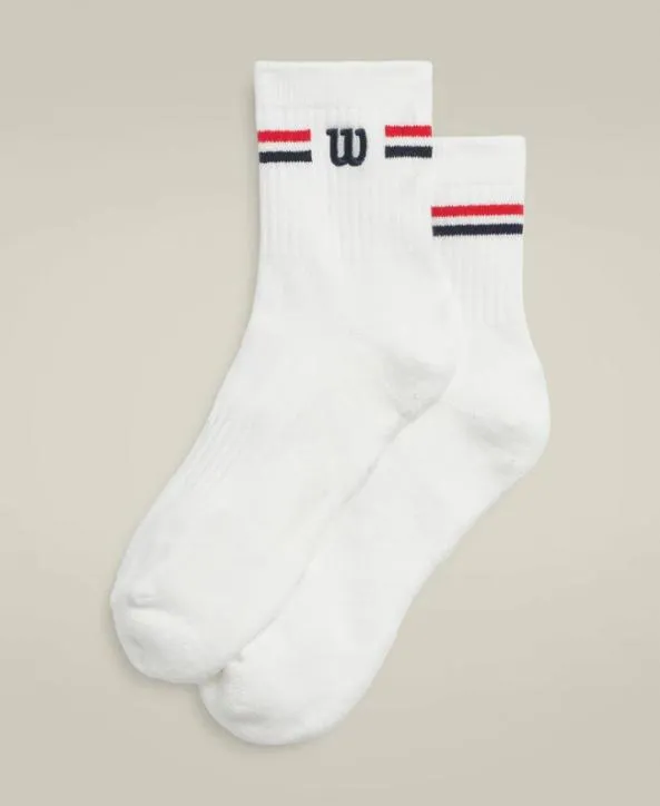 Socks Women Wilson U Quarter Top Logo Stripe Sock Bright White