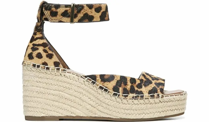 Spadrilles Women Franco Sarto Franco Camera Espadrille Wedge Sandal Leopard Calf Hair