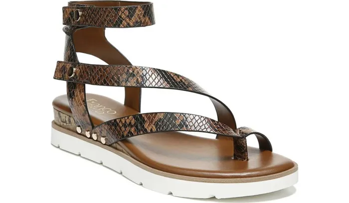 Sport Sandals Women Franco Sarto Franco Daven Gladiator Sandal Cognac Snake Faux Leather