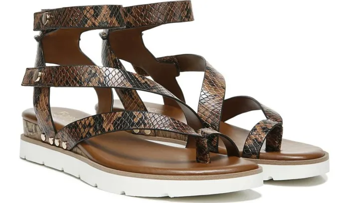 Sport Sandals Women Franco Sarto Franco Daven Gladiator Sandal Cognac Snake Faux Leather