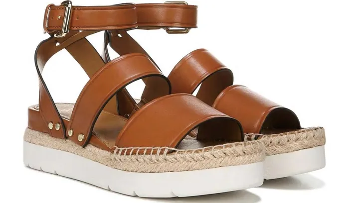 Sport Sandals Women Franco Sarto Sarto Calvin Wedge Sandal Brown Leather