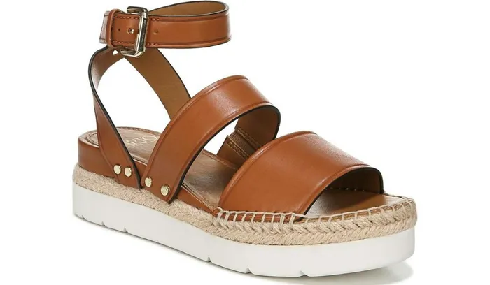 Sport Sandals Women Franco Sarto Sarto Calvin Wedge Sandal Brown Leather