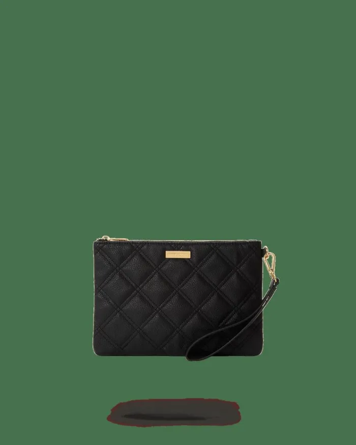 SPRAYGROUND NOIR QUILT GOLD CHAIN SHARK CROSSOVER CLUTCH Bags