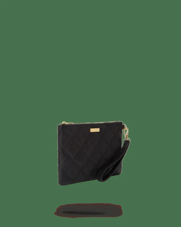 SPRAYGROUND NOIR QUILT GOLD CHAIN SHARK CROSSOVER CLUTCH Bags