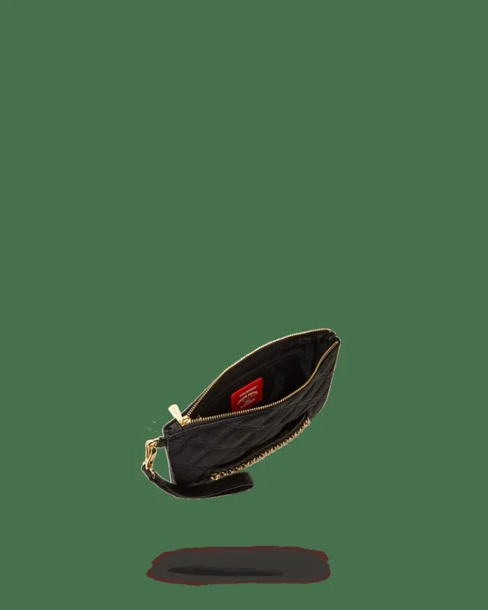 SPRAYGROUND NOIR QUILT GOLD CHAIN SHARK CROSSOVER CLUTCH Bags