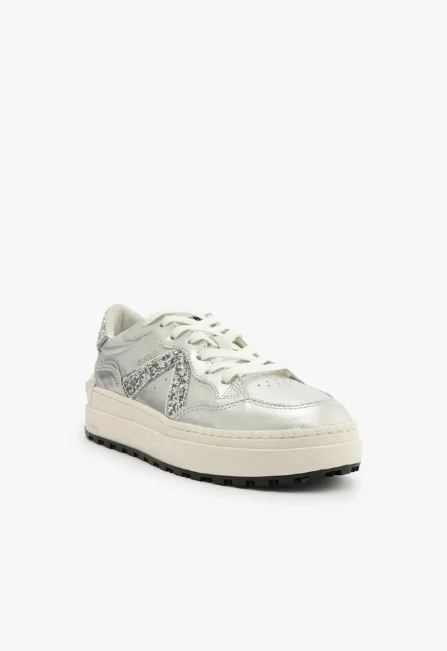 StBold Leather Sneaker Silver Women Schutz Shoes Sneakers