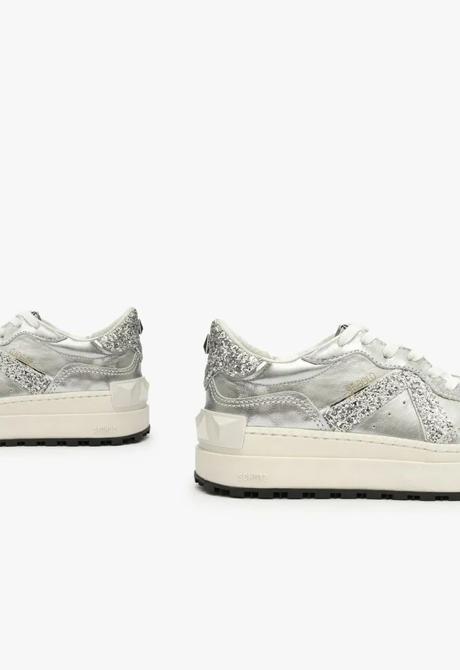 StBold Leather Sneaker Silver Women Schutz Shoes Sneakers