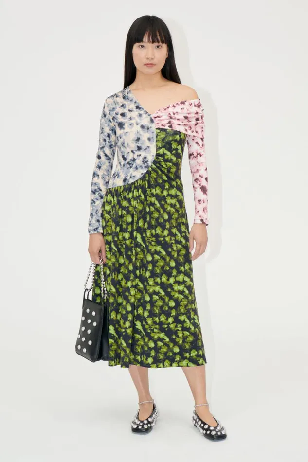Stine Goya Dresses One Shoulder Long Sleeve Dress 8211 Dizzy Foliage 8211 Women Stine Goya Dresses One Shoulder Long Sleeve Dress 8211 Dizzy Foliage 8211 Women