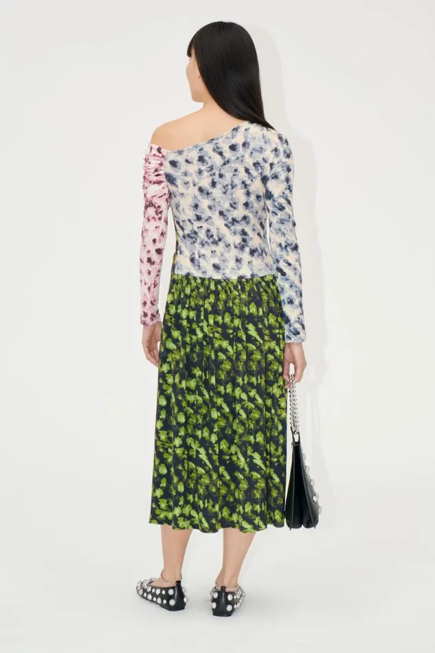 Stine Goya Dresses One Shoulder Long Sleeve Dress 8211 Dizzy Foliage 8211 Women