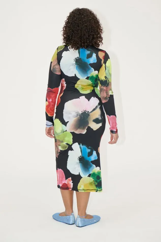 Stine Goya Dresses Pullover Long Sleeve Midi Dress 8211 Watercolor Bloom 8211 Women