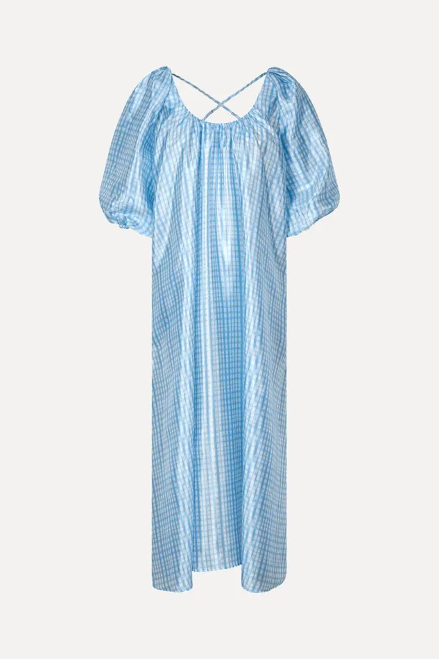 Stine Goya Dresses SGTeresa Dress 8211 Blue Check 8211 Women
