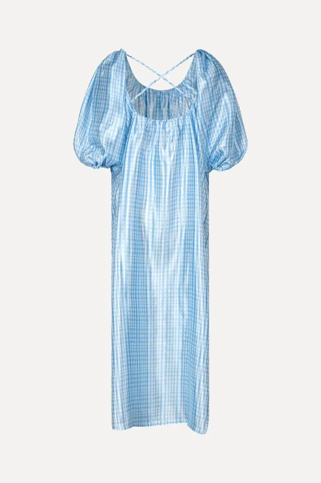 Stine Goya Dresses SGTeresa Dress 8211 Blue Check 8211 Women