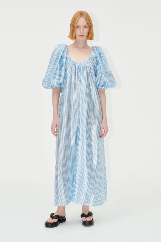 Stine Goya Dresses SGTeresa Dress 8211 Blue Check 8211 Women