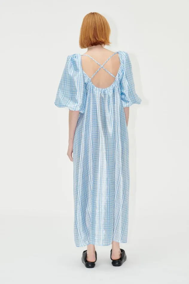 Stine Goya Dresses SGTeresa Dress 8211 Blue Check 8211 Women