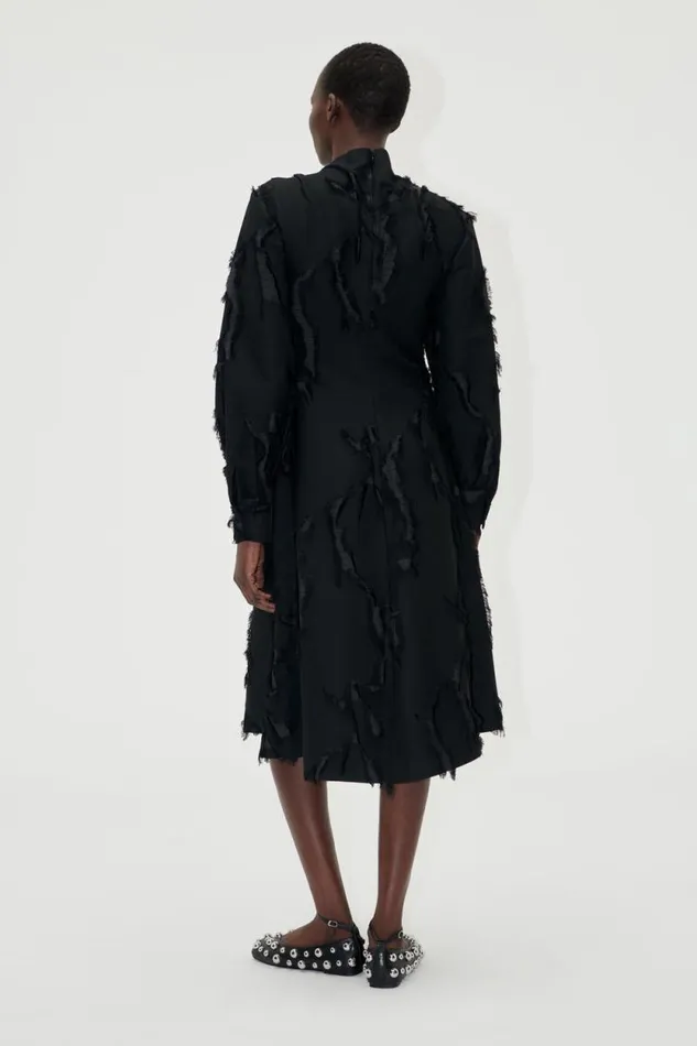 Stine Goya Dresses Shoulder Pleated Long Dress 8211 Jet Black 8211 Women