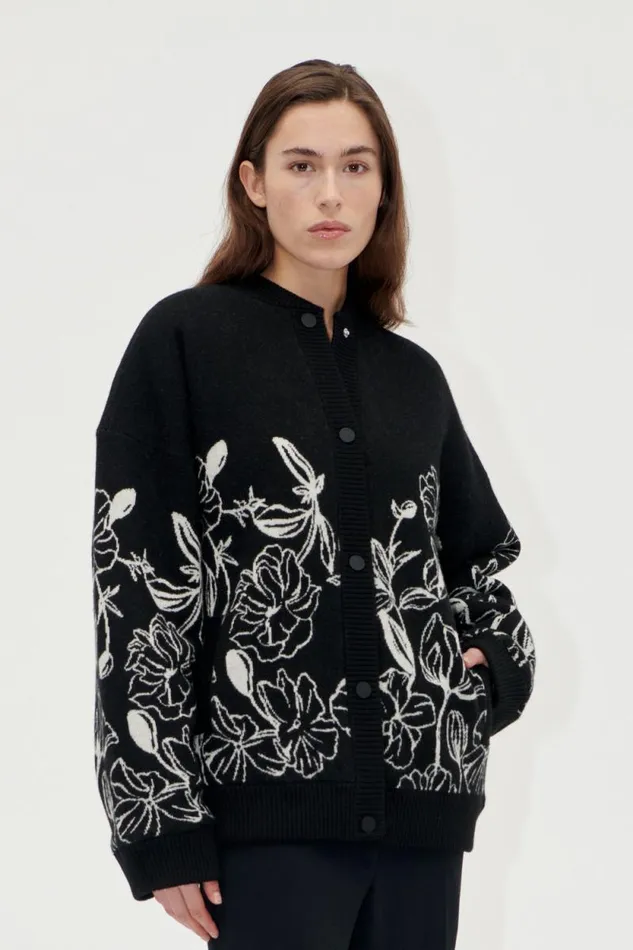 Stine Goya Outerwear Long Sleeve Cardigan 8211 Eccentric Floral 8211 Women