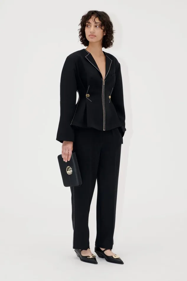 Stine Goya Pants Straight Cropped Pants WSlit 8211 Jet Black 8211 Women