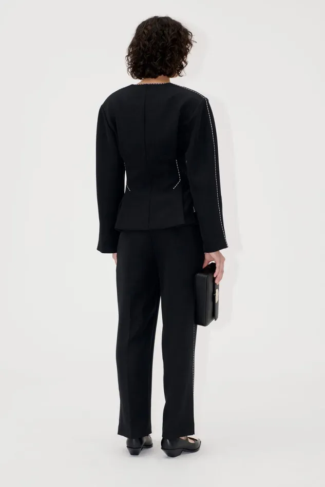 Stine Goya Pants Straight Cropped Pants WSlit 8211 Jet Black 8211 Women